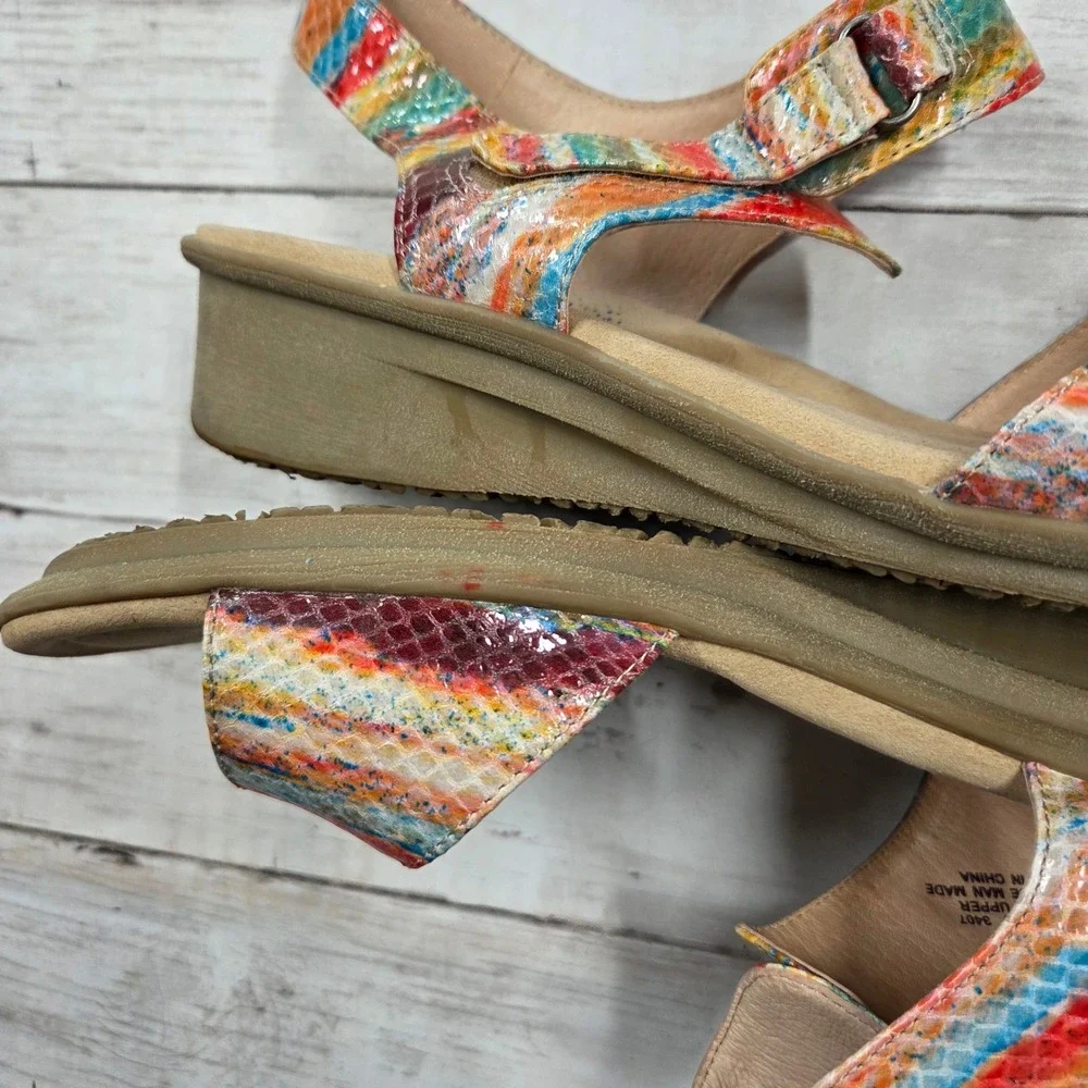Umberto Raffini Sandal Women 42 Multi Yasmin Wedge Moc Snakeskin Leather Strappy